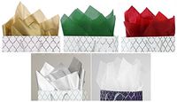 CleverDelights Premium Tissue Paper - 100 Sheets - Mixed Colors - 20" x 30" - Metallic Gold Metallic Silver Red Green Bright White