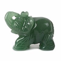 Justinstones Carved Natural Green Aventurine Gemstone Elephant Healing Guardian Statue Figurine Crafts 2 inch