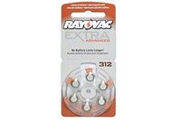 30 x Size 312 Rayovac Extra Advanced Hearing Aid Batteries