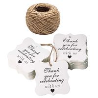Paper Gift Tags Thank You for Celebrating with Us, Whaline 100 Pcs Paper Hang Tag for Thanksgiving Day Wedding Party Favors, Baby Shower with 100 Feet Natural Jute Twine (Heart White)