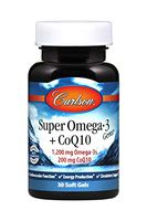 Carlson - Super Omega-3 Gems + CoQ10, 1200 mg Omega-3s 200 mg CoQ10, Cardiovascular Function, Energy Production & Circulatory Support, 30 soft gels