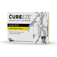 Portable Motion Sickness and Nausea Relief - 6 Pack Lemon Scented Essential Oil Nose Clips - All Natural Aromatherapy Remedy for Hangover Symptoms, Morning Sickness, Dizziness - CU (1 Pack of 6 Clips)