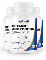 Nutricost Betaine Anhydrous Caps 1500mg, 60 Servings Per Bottle (3 Bottles)