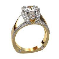 Slendima Elegant Round Cut Sparkling Rhinestone Finger Ring Women Engagement Wedding Jewelry Golden US 9