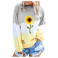 Willow S Tops for Women Casual Autumn Letters Round Collar Shredded Sweatshirt