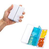 Magnetic Pill Organizer 7 Compartments Small, Portable Daily Pill Case Box, Foldable Vitamin Organizer, Weekly Medicine Organizer Pill Container to Hold Fish Oils, Supplements and Medication (2Pack)