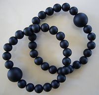 Queasy Beads® ~ Two (2) Authentic Stylish Motion Sickness Anti Nausea Acupressure Bracelets in Midnight Matte ~ Genuine, high Quality Black Onyx Gemstones for Fashionable Nausea Relief