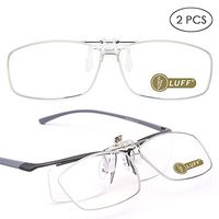 LUFF 2-Pack Anti-Blue Clip On Reading Glasses Can be Flipped up,Clip onto Prescription Glasses Portable Reader Magnifiers Transparent Lens Matrix Full-Frame Style for Myopia Women/Men(3.0X)