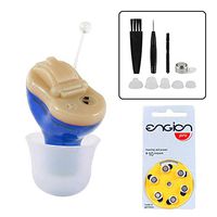 Electric Hearing Aid Amplifier Device, Mini Invisible Personal Sound Amplify Product in Ear Canal for Adults and Seniors, Blue for Left Ear