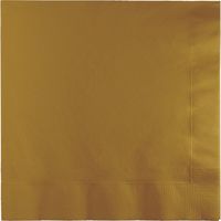 Creative Converting 593276B 250 Count Case Touch of Color 3-Ply Paper Dinner Napkins, Glittering Gold
