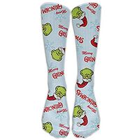 Kakgop Christmas Merry Grinchmas Blue Knee High Graduated Compression Socks for Women and Men - Best Medical, Nursing, Travel & Flight Socks - Running & Fitness