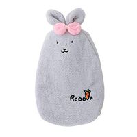 Cartoon Rabbit Explosion-Proof Plush Fabrics Hot Water Bottle Cover Warm Water Bag Removable Washable Hot Water Bottle Cover@Gray_14.5x25cm