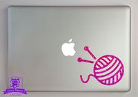 Overly Attached Decals Knitting Needles and Yarn Specialty Vinyl Decal Sized to Fit A 11" Laptop - Purple Metal Flake