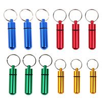 12x Travel Air Tight Aluminum Alloy Pill Case Box Organizer Holder Key Fob Chain