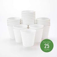 8 oz White Paper Coffee Cup - Ripple Wall - 3 1/2" x 3 1/2" x 3 1/4" - 25 count box - Restaurantware