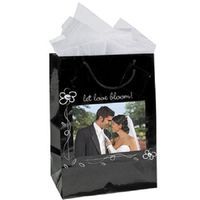 Lot of 12 Medium Black Wedding Favor Gift Bags With Picture Frame