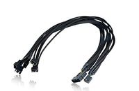 AYA 19" (19-Inch) 4-Pin Molex PWM Fan Power to 5X 4-Pin PWM Female Fan Splitter