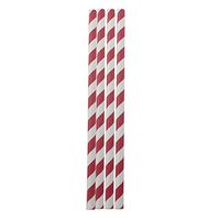 Youmewell Biodegradable Paper Drinking Straws Disposable Red Striped for DIY 100 Pcs