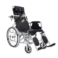 Hong Tai Yang XF Wheelchair, Lightweight and User-Friendly Aluminum Transport Chair Detachable armrest high Back with Bedpan, Folding portableseat Width 48cm Armchairs (Color : Black)