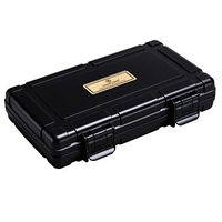 CIGARLOONG Cigar Case Travel Portable Humidification Box for 5 Cigars(Color:Black)