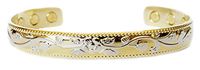 Gold and Silver Plated Flower Magnetic Therapy Copper Cuff Ladies' Bracelet