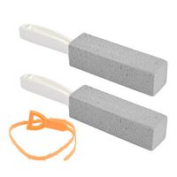 FOCCTS 3PCS Toilet Bowl Pumice Cleaning Stone Scouring Sticks with Handle, Remove Hard Water Ring Rust Stain for WC Loo Bathtub Tile Pool with Drain Snake Pipe Cleaner