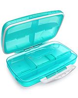 Travel Pill Organizer Large Fullicon Weekly Vitamin Container Portable Medication Case, Oversize 8 Compartment Pill Box, Pill Holder - Airtight & Moistureproof (Light Green)