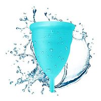 Women Menstrual Cup, 100% Medical Grade Silicone Cute Lady Feminine Cup Hygeine Copa Reusable Menstrual Cup Health Care - Tampon and Pad Alternative - (Blue, S)