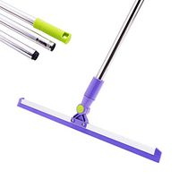 Heavy Duty Floor Squeegee (Silicone Rubber 20") Floor Squeegee Foam Blades Stainless Steel Long Handle Swivelled Joint for Cleaning Glass Wood Tile Shower