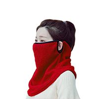 Flyusa Women Soft Thicken Warm Face Mask Fleece Neck Gaiter Warmer Face Mask for Winter,Wine Red