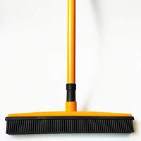 Long Push Rubber Broom Bristles Sweeper Squeegee Scratch Bristle Clean Pet Hair (Orange)