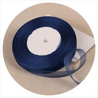 50 Yards/Roll 15Mm 5/8Inch Organza Ribbon Wholesale Gift Wrapping Decoration Christmas Ribbons,Navy Blue,15Mm