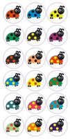 Edward & Co Sticker Colorful Ladybug Decal Label Teachers School Crafts Envelope Seals Lockers for Helmets Scrapbooking (Pack 90)