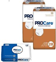 ProCare Incontinence Pull Up Underwear for Men and Woman, Moderate Absorbency, X-Large, Waist Size 58" - 68", 56 Count. Plus ProCare Wipes 1 Pack of 96