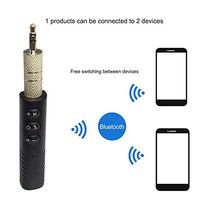 3.5mm Jack Vehicle Receiver Wireless Car Audio Music Adapter for Speaker Headphones Car Kits One Drag Two Function-Black BT2