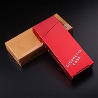WLBHQ Stainless Steel Cigarette Case Ladies Long Portable Ultra-Thin Cigarette Case One-Button Opening for 20 Fine Cigarettes,Red