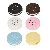 Healifty 6pcs Contact Lens Case Kit Travel Biscuits Design Eye Contact Storage Container with Mirror Tweezers Inserter (Mixed Colors)