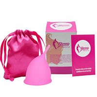 Menstrual Cup Medical Grade Silicone(Large & Small),Reusable Period Cycle Menstrual Cup with Valve Steriliser Wash,Pink,S