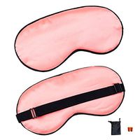 BLAU GRUN Silk Sleep Eye Mask for Sleeping, Blockout Blindfold with Adjustable Strap, Good Night Eyeshade for Women Men, Travel & Naps & Yoga Meditation & Shift Work, Include Travel Pouch & Ear Plugs