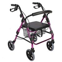 Aluminum Alloy Folding Four-Wheeled Walker Adjustable Height with Seat Walking Frame for The Elderly Shopping Pedals Walker Shopping Cart Trolley