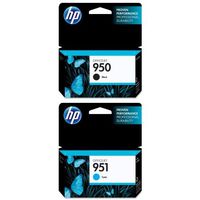 HP 950 Black Original Ink Cartridge (CN049AN) and HP 951 Cyan Original Ink Cartridge (CN050AN) Bundle
