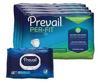 Prevail Per-Fit Incontinence Brief with Tabs for Men and Woman, Heavy Absorbency, X-Large, Waist Size 59" - 64", 60 Count - Plus 1 Pack of 48 Prevail Wipes