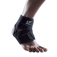 LP SUPPORT 757CA Extreme Ankle Support Brace Wrap - Support and Compression for Weak or Injured Ankles - Hook and Loop Closure (Black - Free Size)