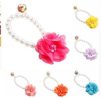 SymWell(TM) Fashion Princess Pet Dog Pearl Collar Cute Flower Elastic Puppy Necklace Length 32cm