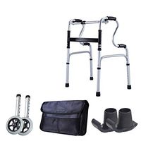 Lqdpdd Lightweight Folding Four Wheel Rollator Walker with Padded Seat, Adult Walker with Wheels Carrying Bag Portable Bathroom Safety Handrail with Adjustable Height,A