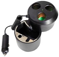 Pyle PL12AT3C Plug In Car 1 TO 3 Cigarette Lighter Multiplier Ashtray Combo