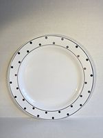 Collection Dots Premium Heavyweight Plastic 10.25" Dinner Plates Set of 10 White with Silver Dots