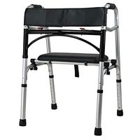 Foldable Walker with Shower Chair Fuction 8 Adjustable Height Levels(73-88cm) Made of Aluminum Alloy Rollator Lightweight Waterproof Cushion Portable Walk Assist for Elderly Silver ( Color : Silver )