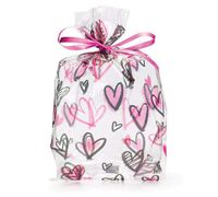 10ct Small Pink"Mine All Mine" Hearts 7x2x3" Cello Cellophane Treat Food Snack Bags nfLG -525