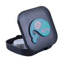 Beiswe Portable Contact Lens Box Set Cute Cartoon Fish Mini Contact Eye Lens Storage Case Container Holder Kit for Travel (Black)